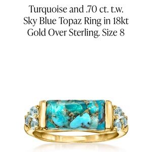 Gold Over Sterling Turquoise and Topaz Ring SZ 8… excellent condition